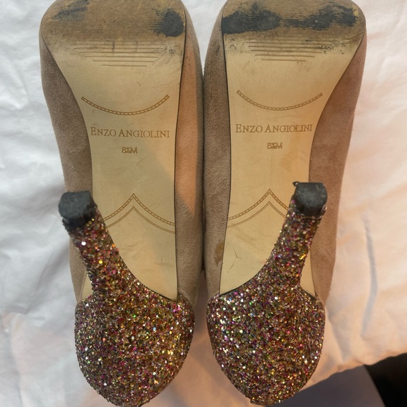 Suede booties with glitter heel - Picture 5 of 9